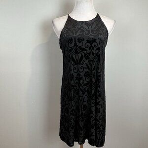 Aqua Black Velvet Burnout Mini Dress Size Large Sleeveless Semi-formal